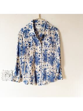 Anthropologie Marrakech MCMCC Blue Butterfly Wildflower Floral Shirt Jacket XS